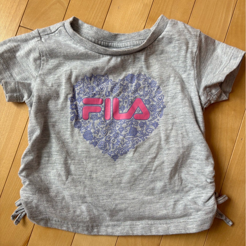 Fila Heather Gray Tee with Pink and Purple Graphic